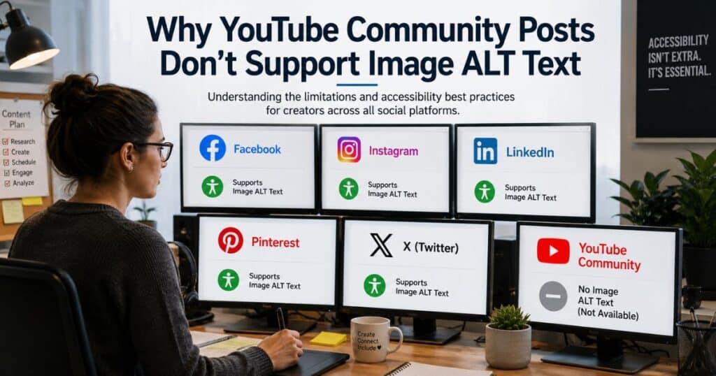 Creator comparing accessibility features across major social media platforms.